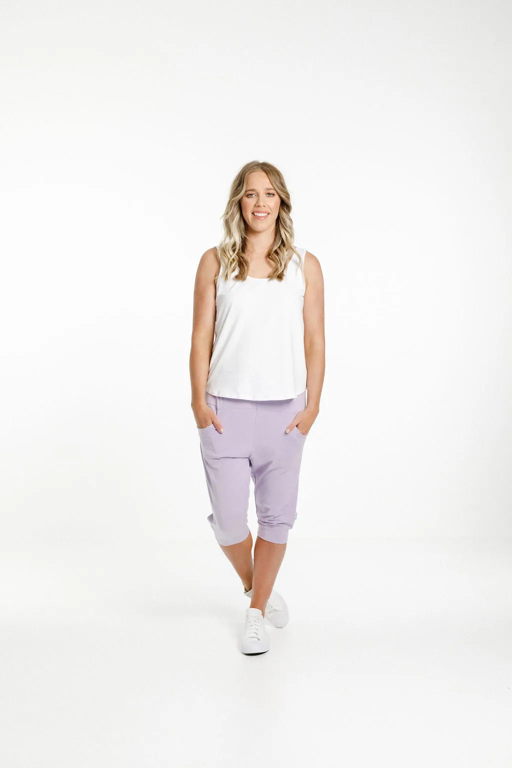 3/4 Apartment Pants - Periwinkle with Stripe