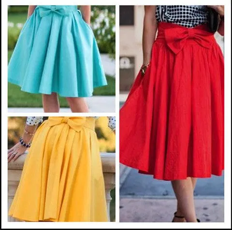 A99945 THREE COLOR BOWKNOT SKIRTS