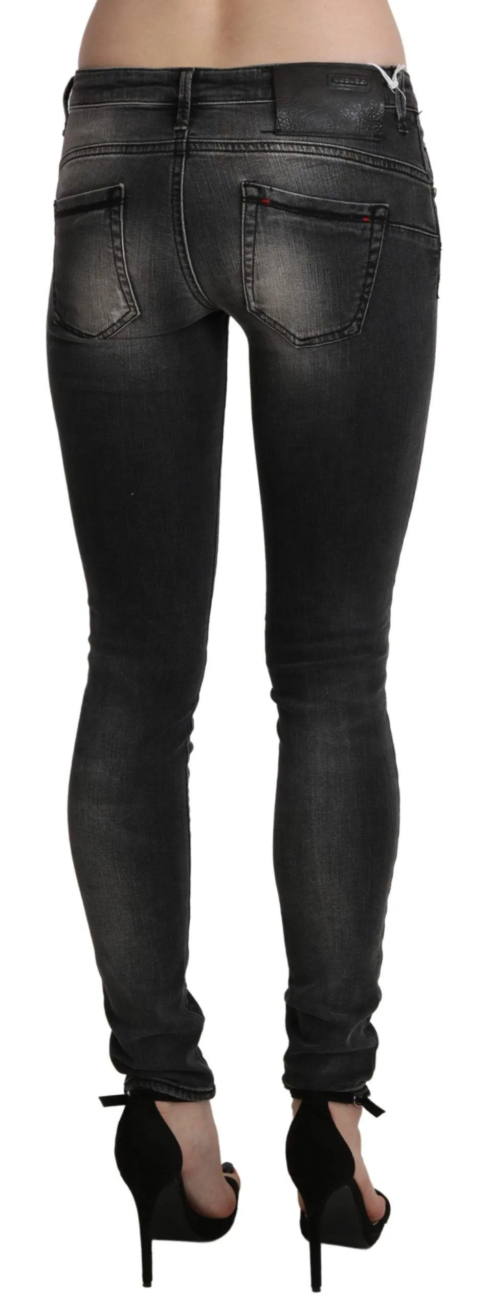 Acht Sleek Low Waist Skinny Denim Black Wash Jeans