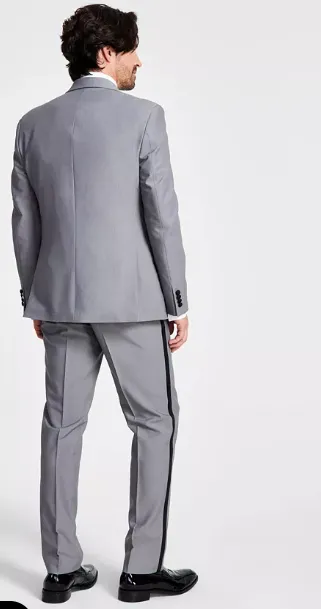 Alfani Mens Slim-Fit Stretch Tuxedo Pants Light Grey 30 x 32
