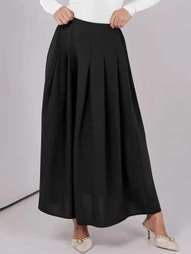 ANRABESS Women A-Line Pleated High Waist Maxi Skirt Full Ankle Length Flowy Swing Elegant Dressy Casual Work Long Skirts