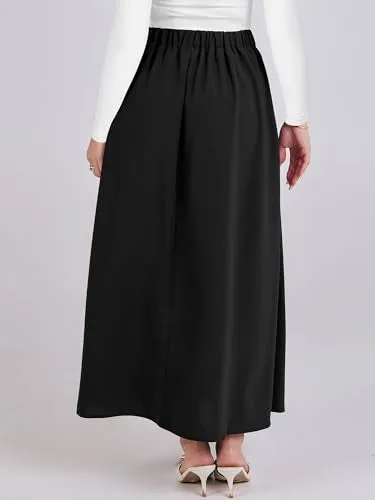 ANRABESS Women A-Line Pleated High Waist Maxi Skirt Full Ankle Length Flowy Swing Elegant Dressy Casual Work Long Skirts