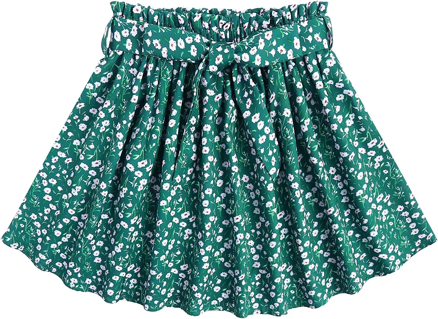 Arshiner Girls Skirt High Waisted Floral Ruffle Swing A Line Short Skirt with Belt