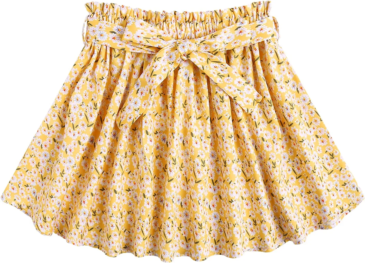 Arshiner Girls Skirt High Waisted Floral Ruffle Swing A Line Short Skirt with Belt
