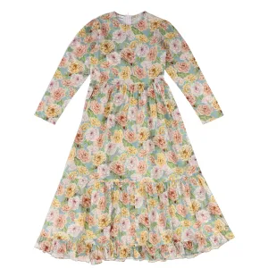 ATELIER PARSMEI TEAL FLORAL TIERED MAXI DRESS [FINAL SALE]