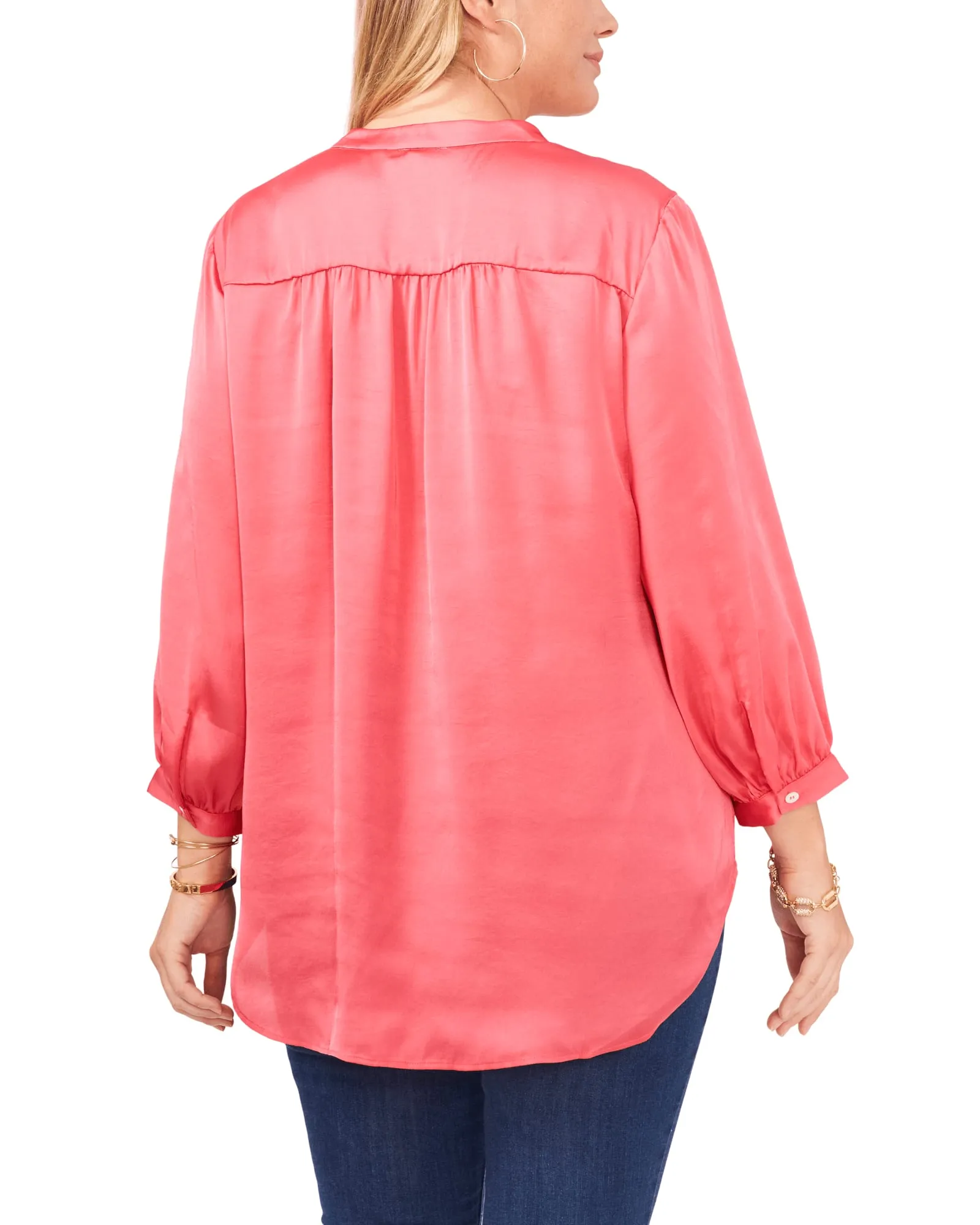 Aurora V-Neck Blouse | CARMINE PINK