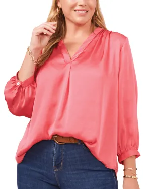 Aurora V-Neck Blouse | CARMINE PINK