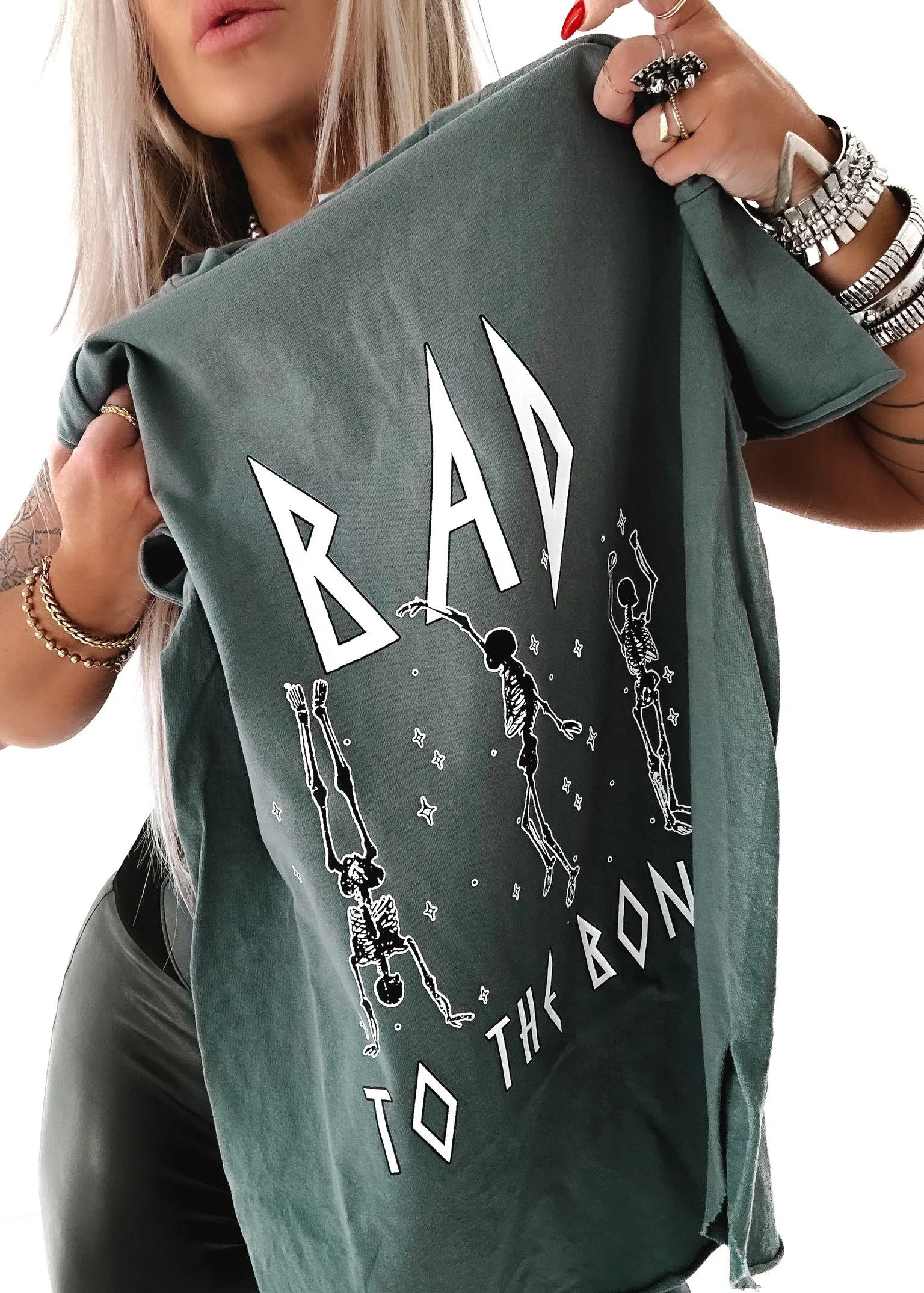 BAD TO THE BONE SIDE SLIT TEE