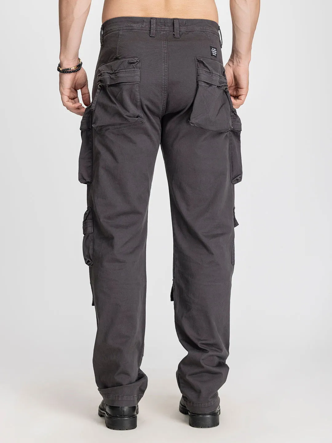 Baggy Utility Pants-10 pockets Dark grey