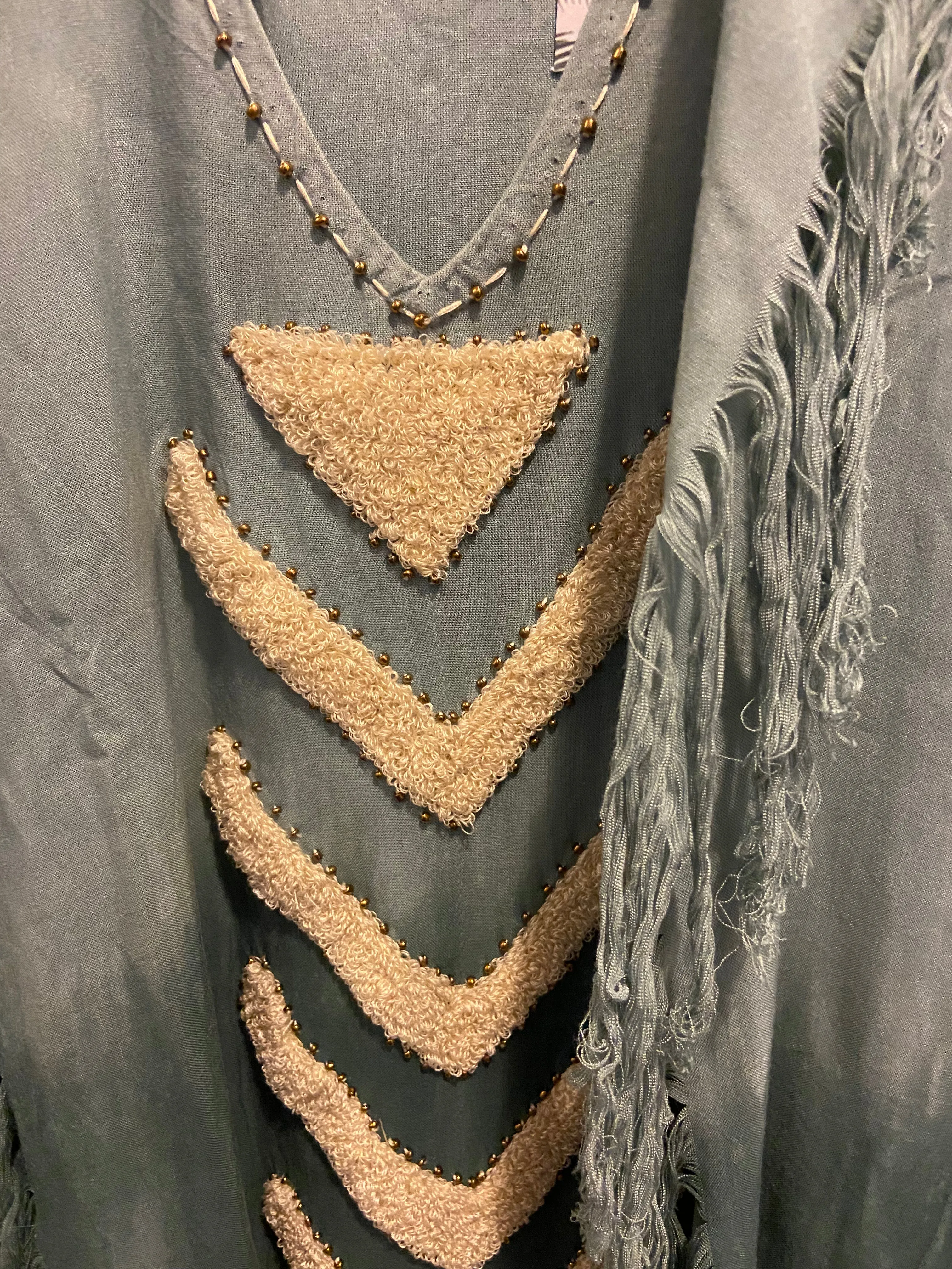 Bahama beaded long kaftan dress in grey
