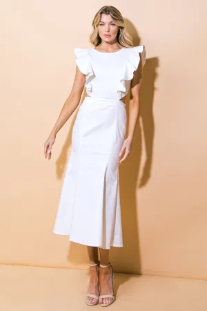 CATCH THE BOUQUET TWILL MIDI DRESS