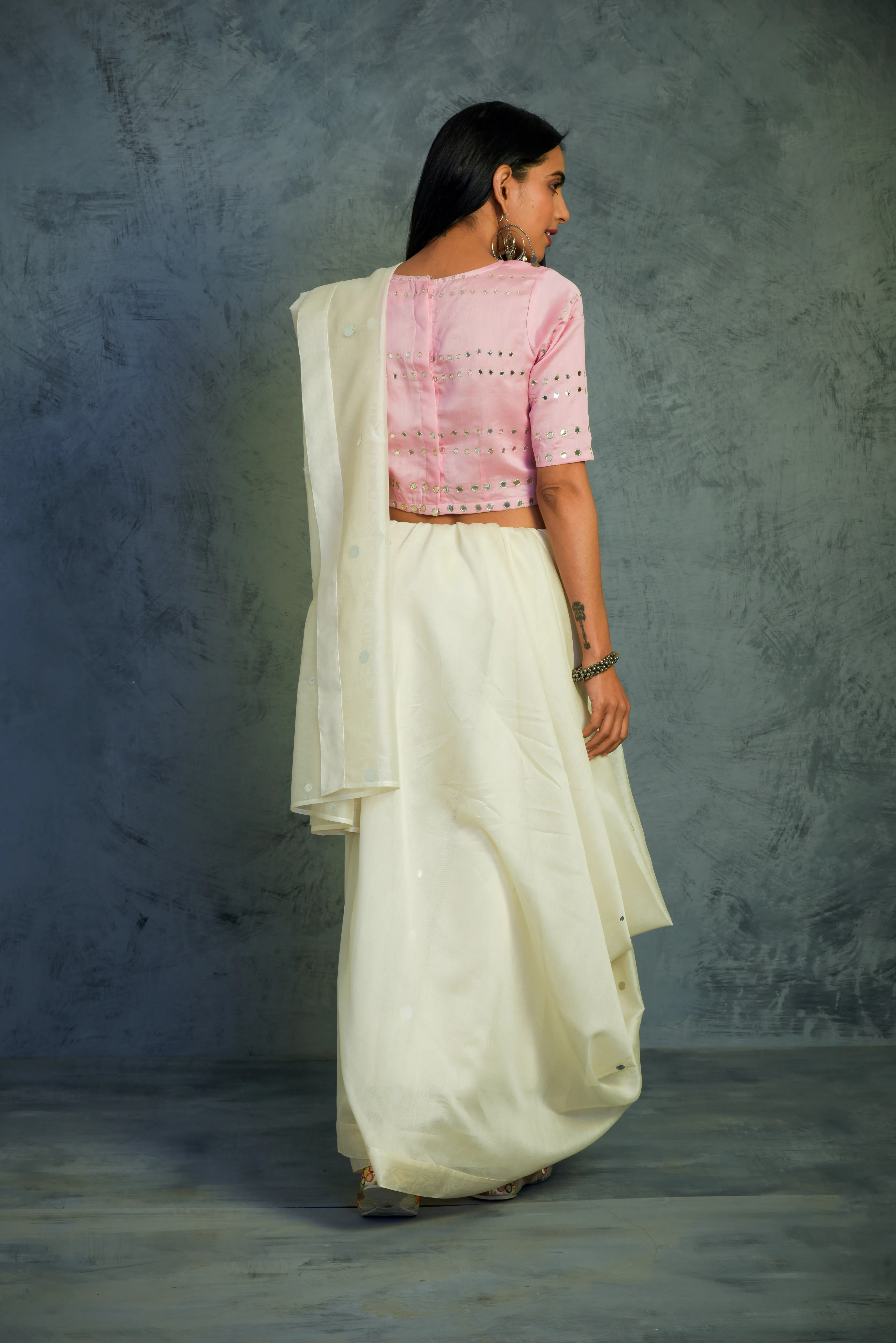 Chanderi Saree with Blouse (Colour options) - Set of 2