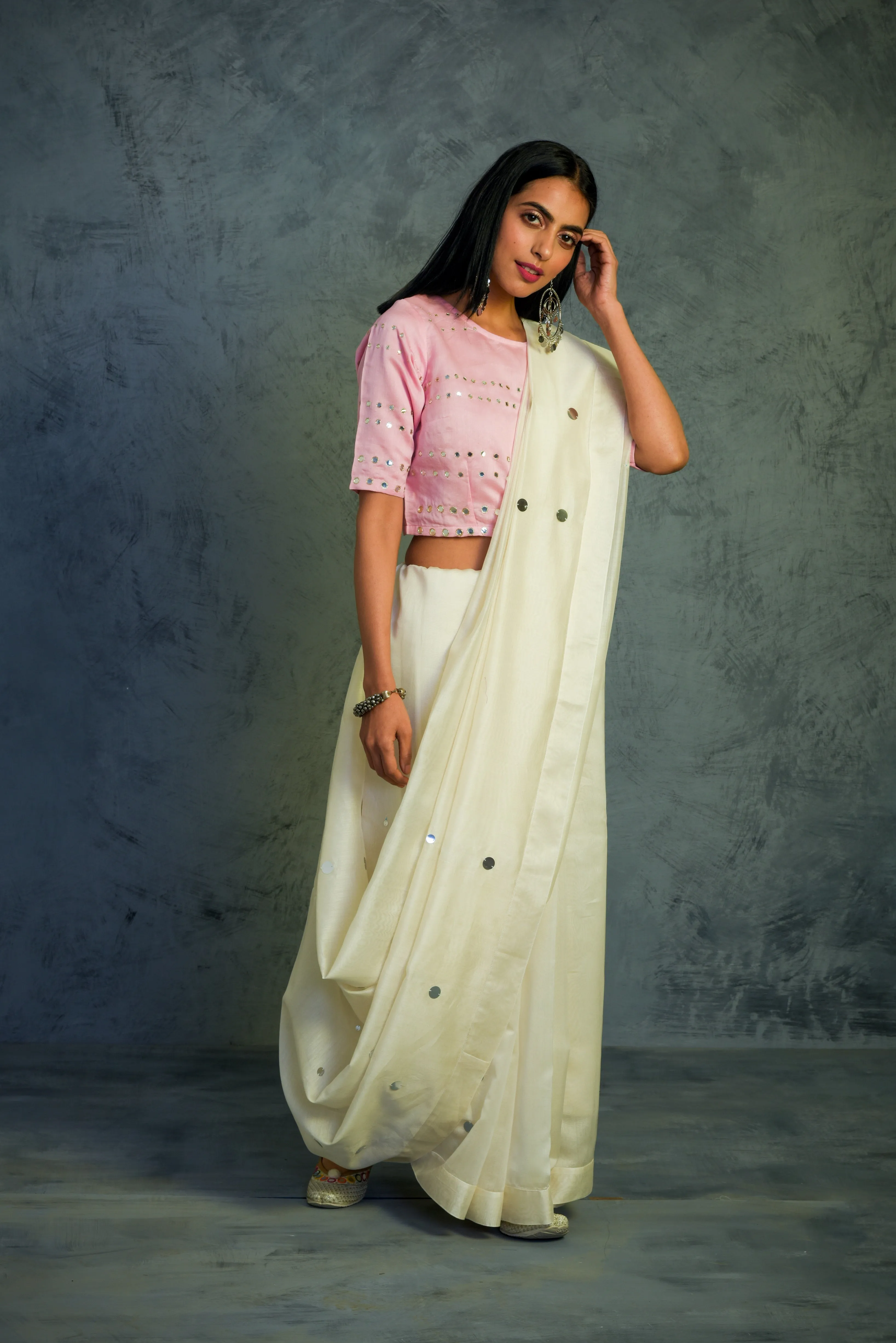 Chanderi Saree with Blouse (Colour options) - Set of 2