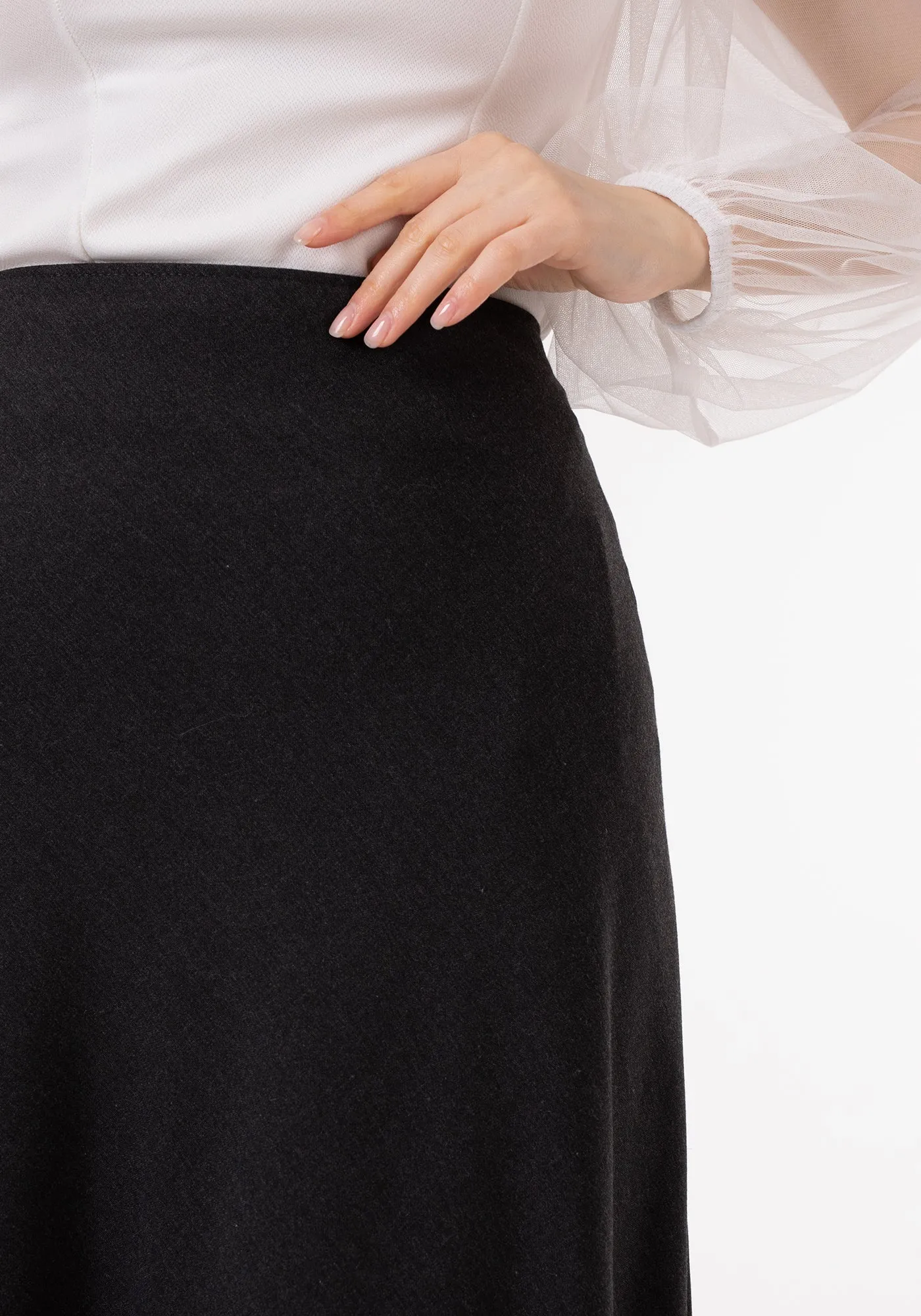 Charcoal A-Line Style Comfy Maxi Dress Skirt