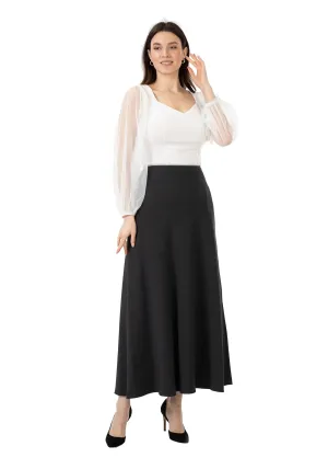 Charcoal A-Line Style Comfy Maxi Dress Skirt