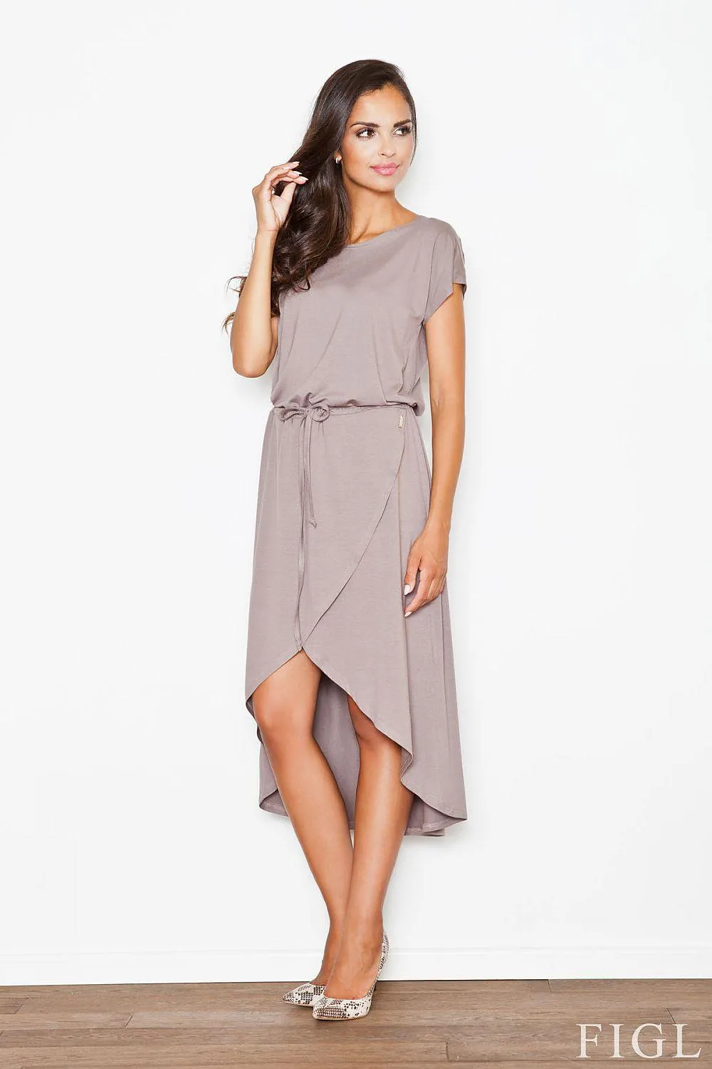 Chic Asymmetrical Viscose Wrap Dress for Effortless Elegance
