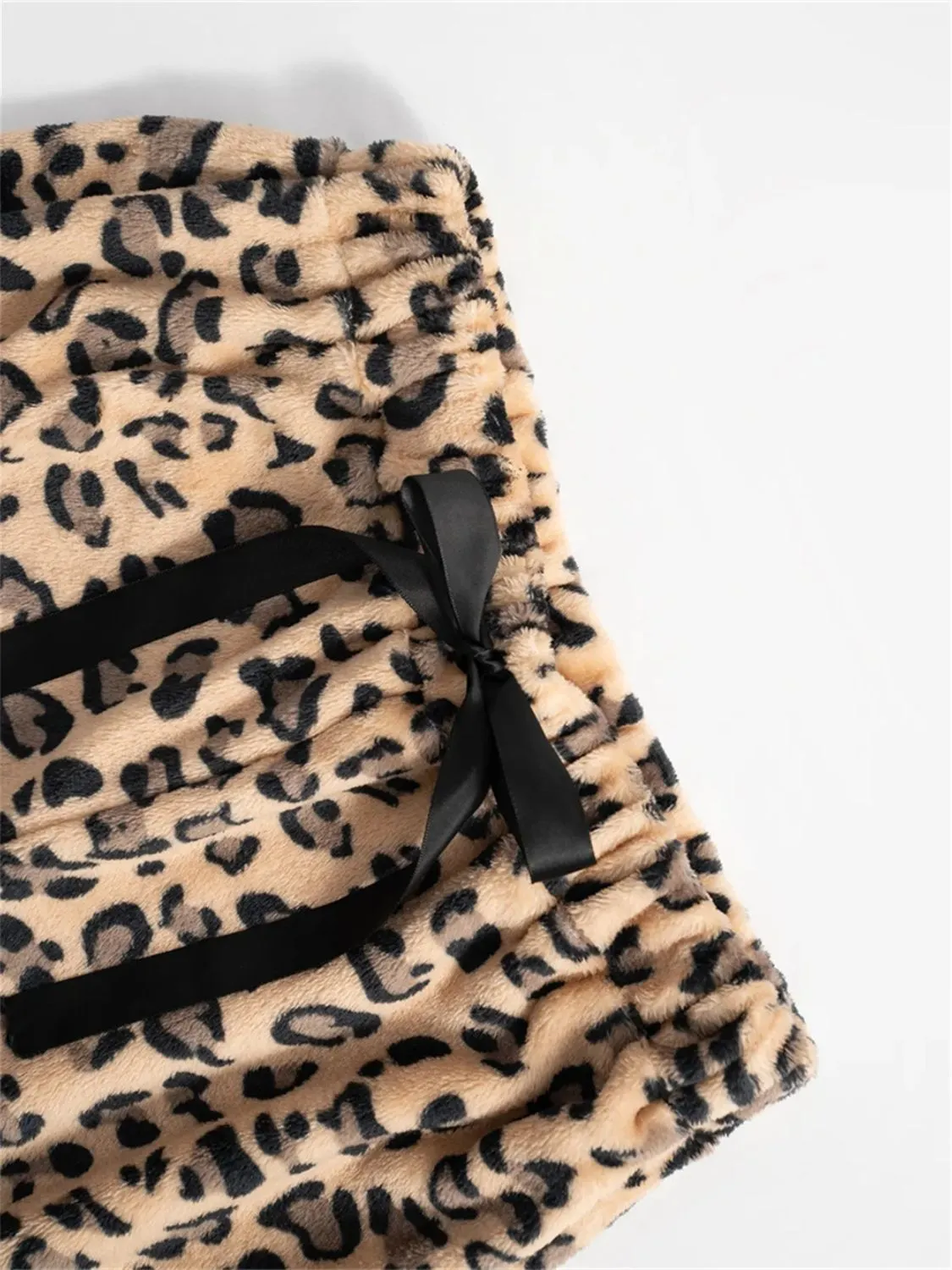 Comfy and Cozy Leopard  Print Wide Leg Plush Sweat Pants
