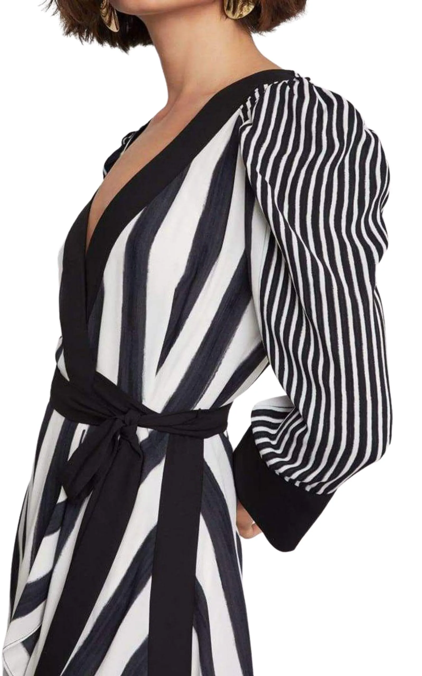 Costa Stripe Faux Wrap Dress
