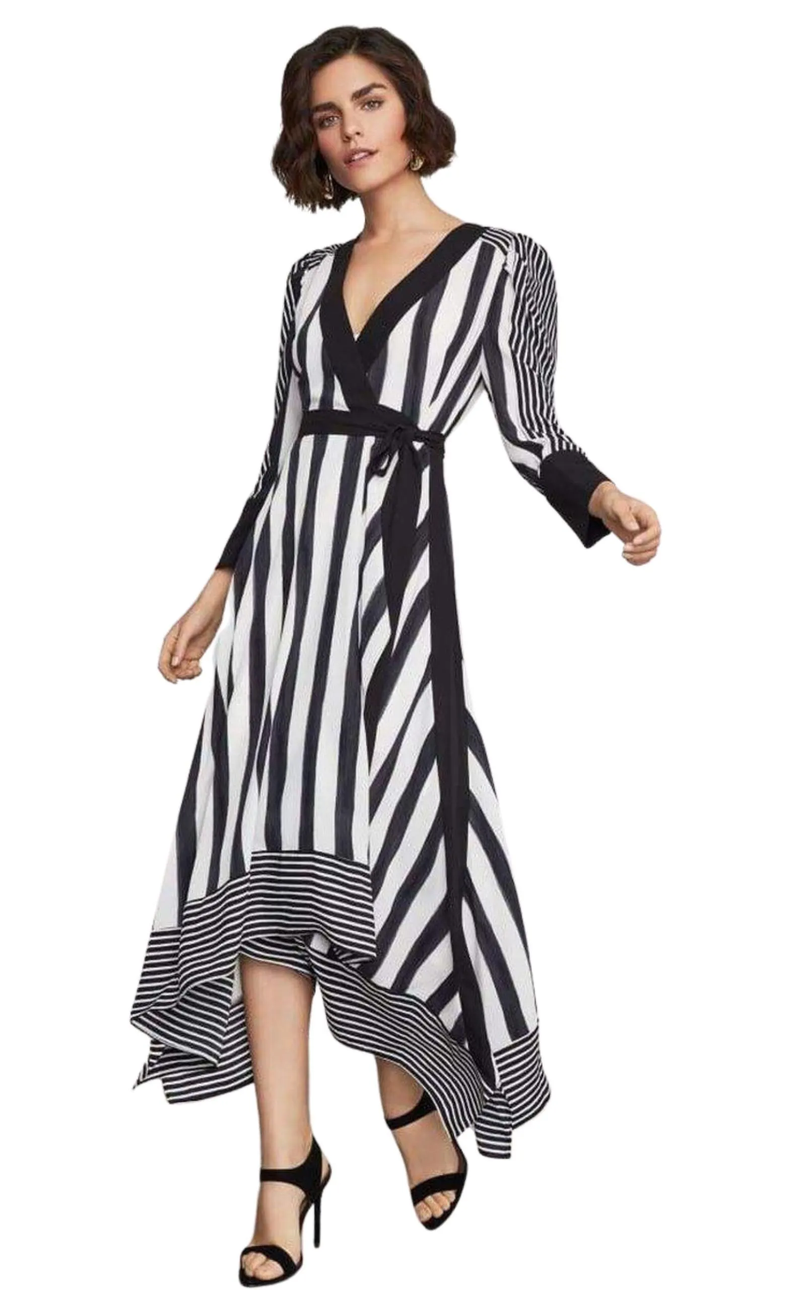 Costa Stripe Faux Wrap Dress