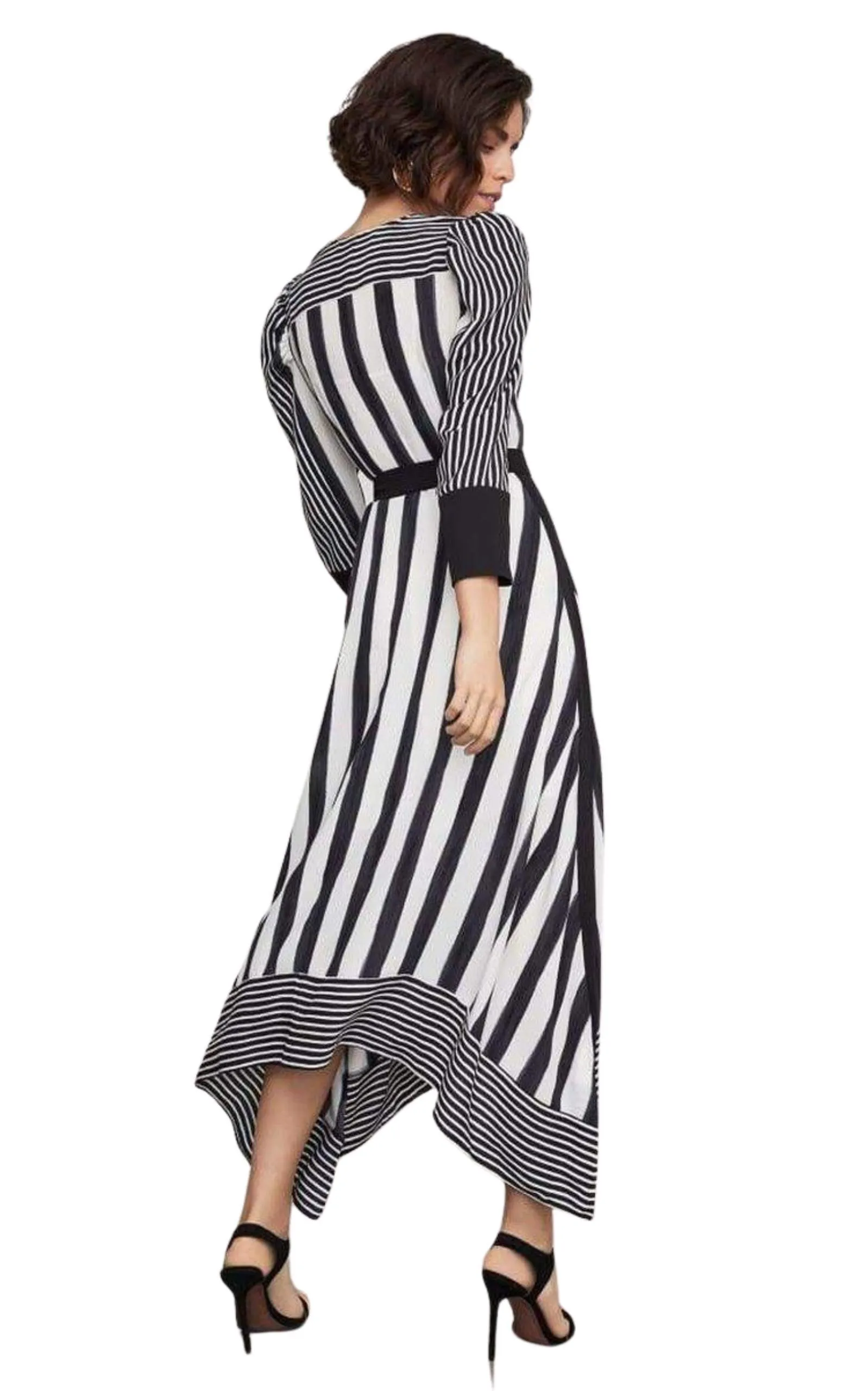 Costa Stripe Faux Wrap Dress