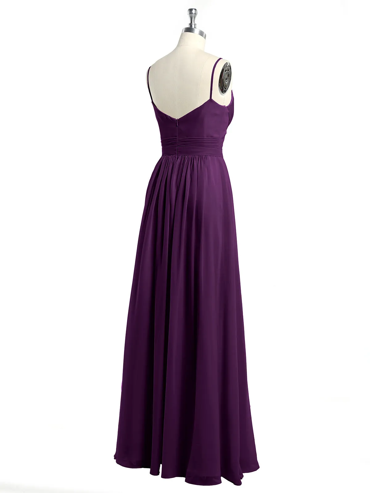 Cross Pleated Bodice Spaghetti Strap Dresses Grape Plus Size
