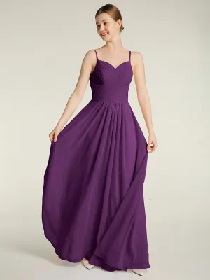 Cross Pleated Bodice Spaghetti Strap Dresses Grape Plus Size