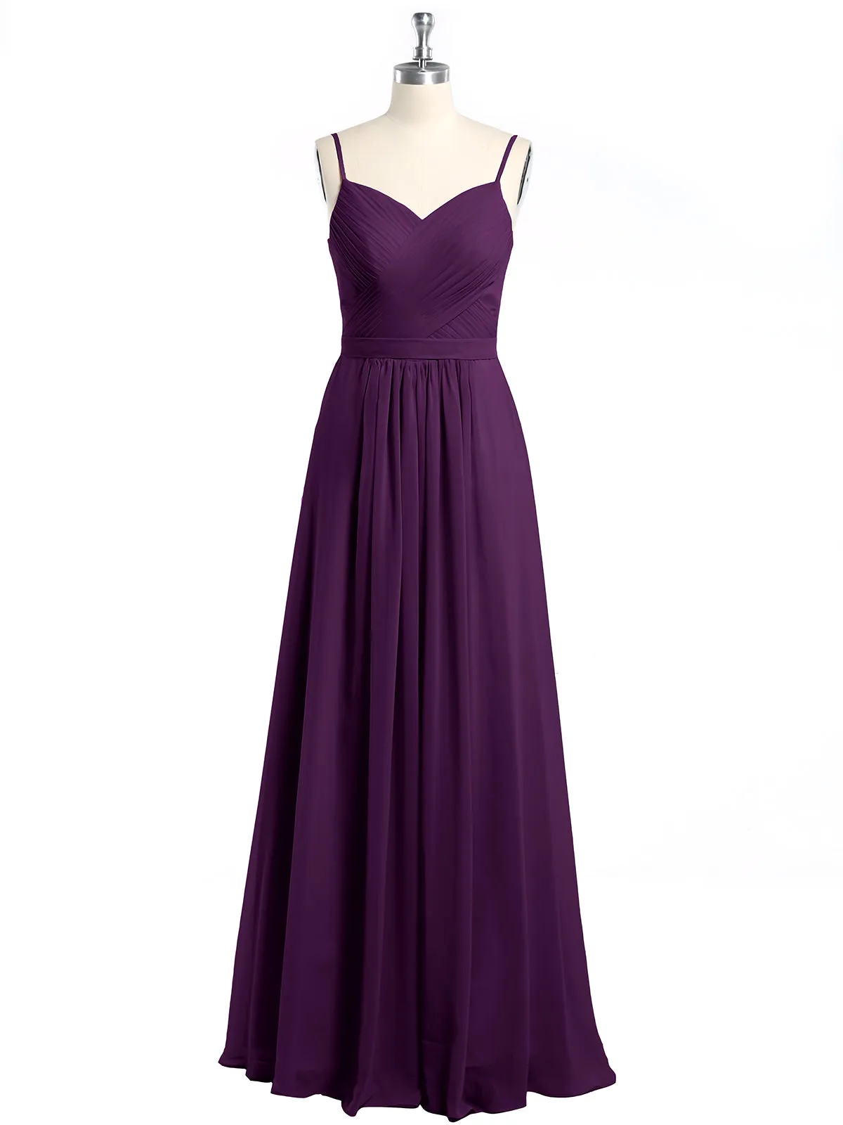 Cross Pleated Bodice Spaghetti Strap Dresses Grape Plus Size