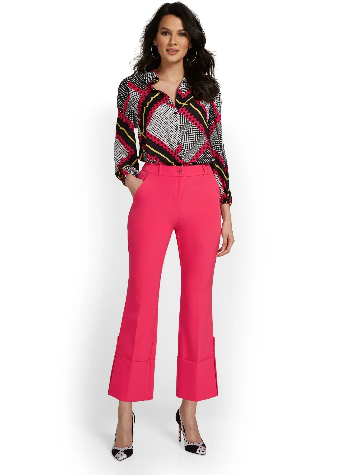 Cuffed Wide-Leg Ankle Pant