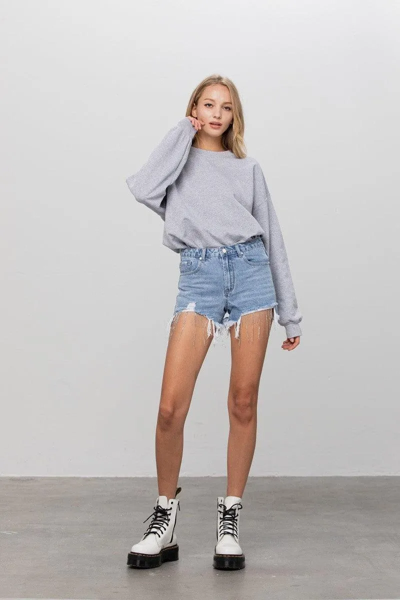 Denim Lab USA Rhinestone Denim Shorts