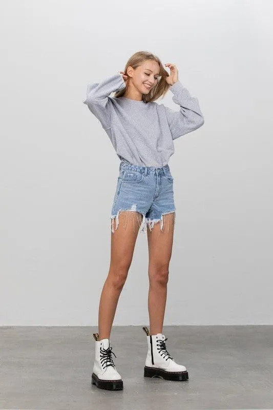 Denim Lab USA Rhinestone Denim Shorts