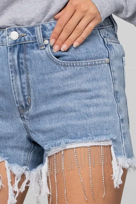 Denim Lab USA Rhinestone Denim Shorts
