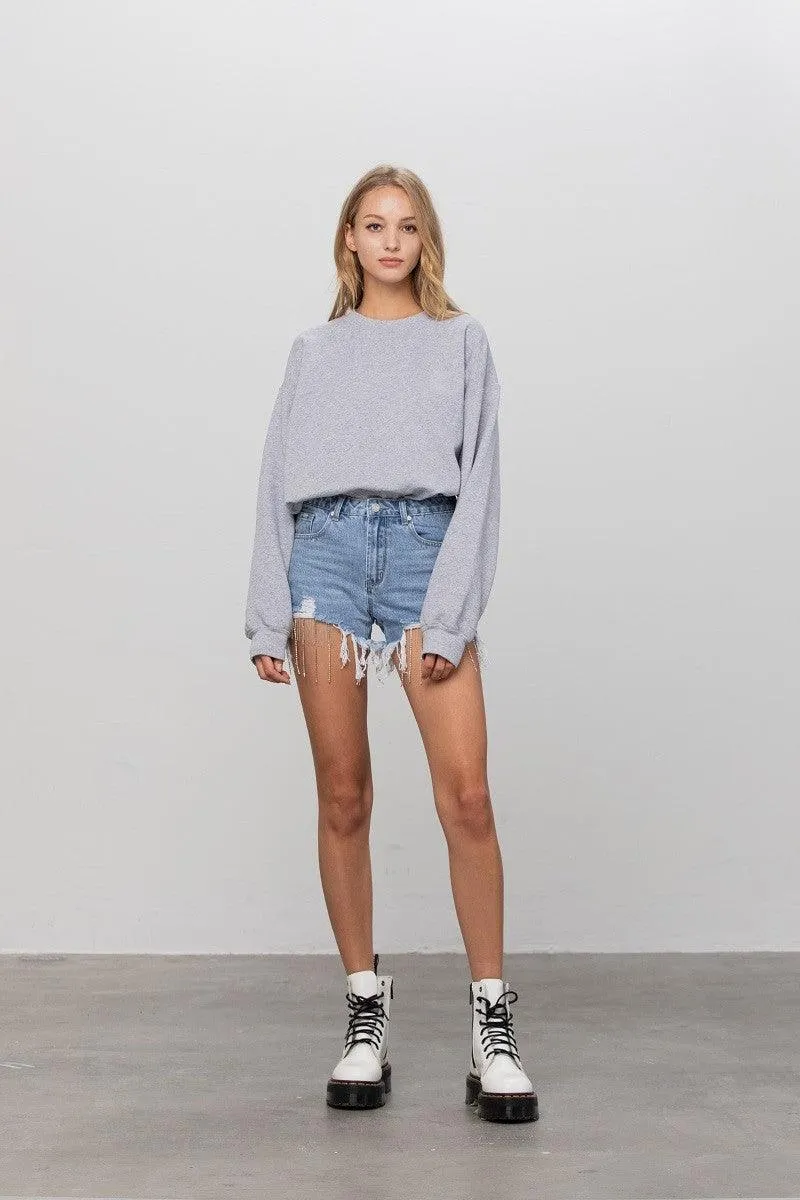 Denim Lab USA Rhinestone Denim Shorts