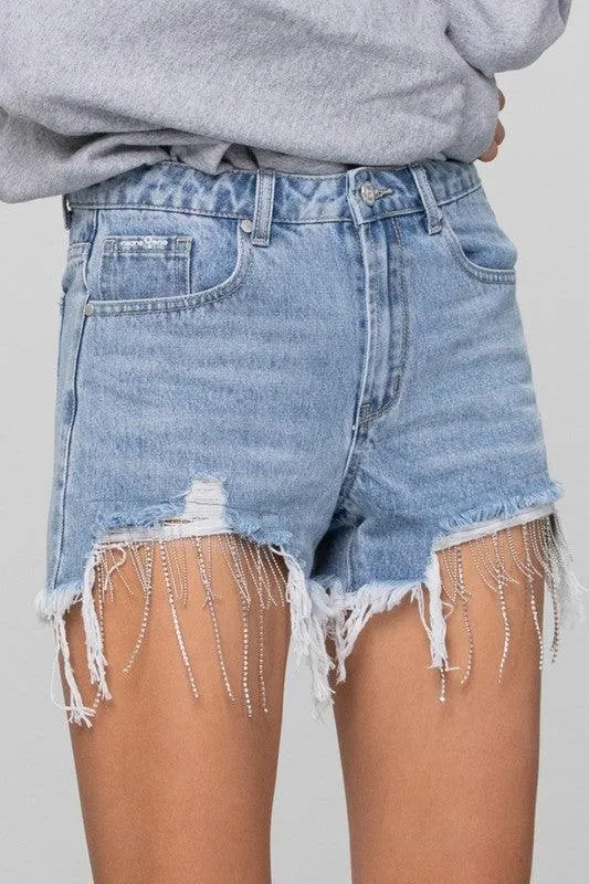 Denim Lab USA Rhinestone Denim Shorts