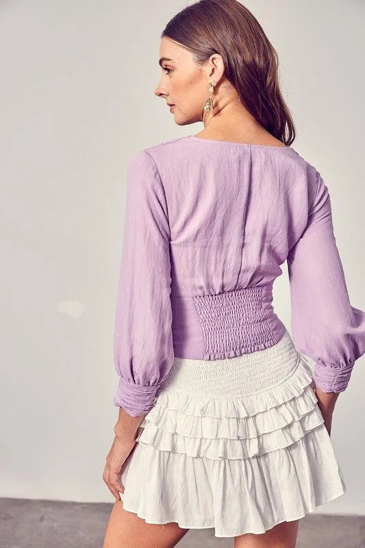 Do   Be Collection Front Tie Long Sleeve Top