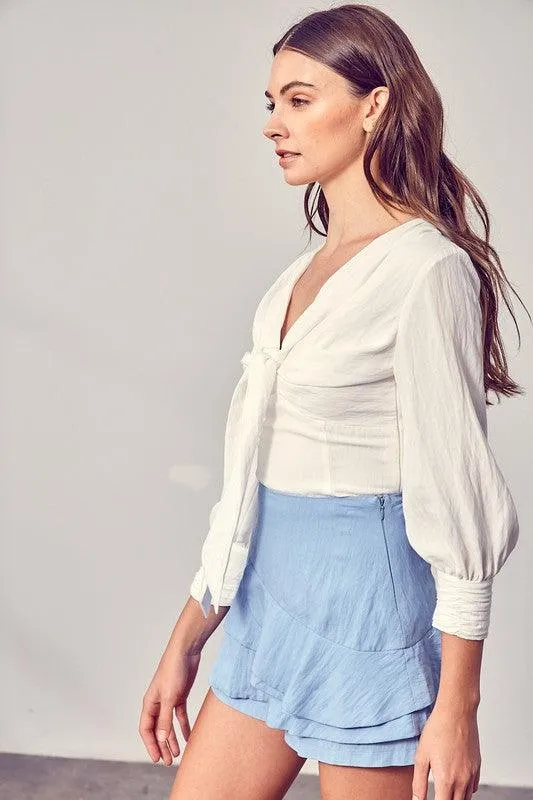Do   Be Collection Front Tie Long Sleeve Top
