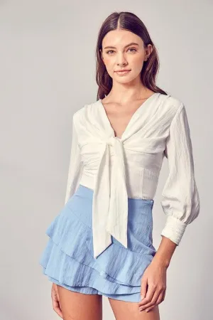 Do   Be Collection Front Tie Long Sleeve Top