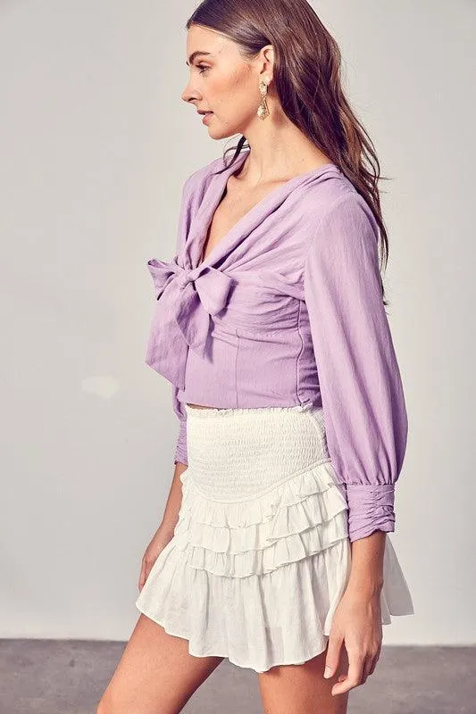 Do   Be Collection Front Tie Long Sleeve Top