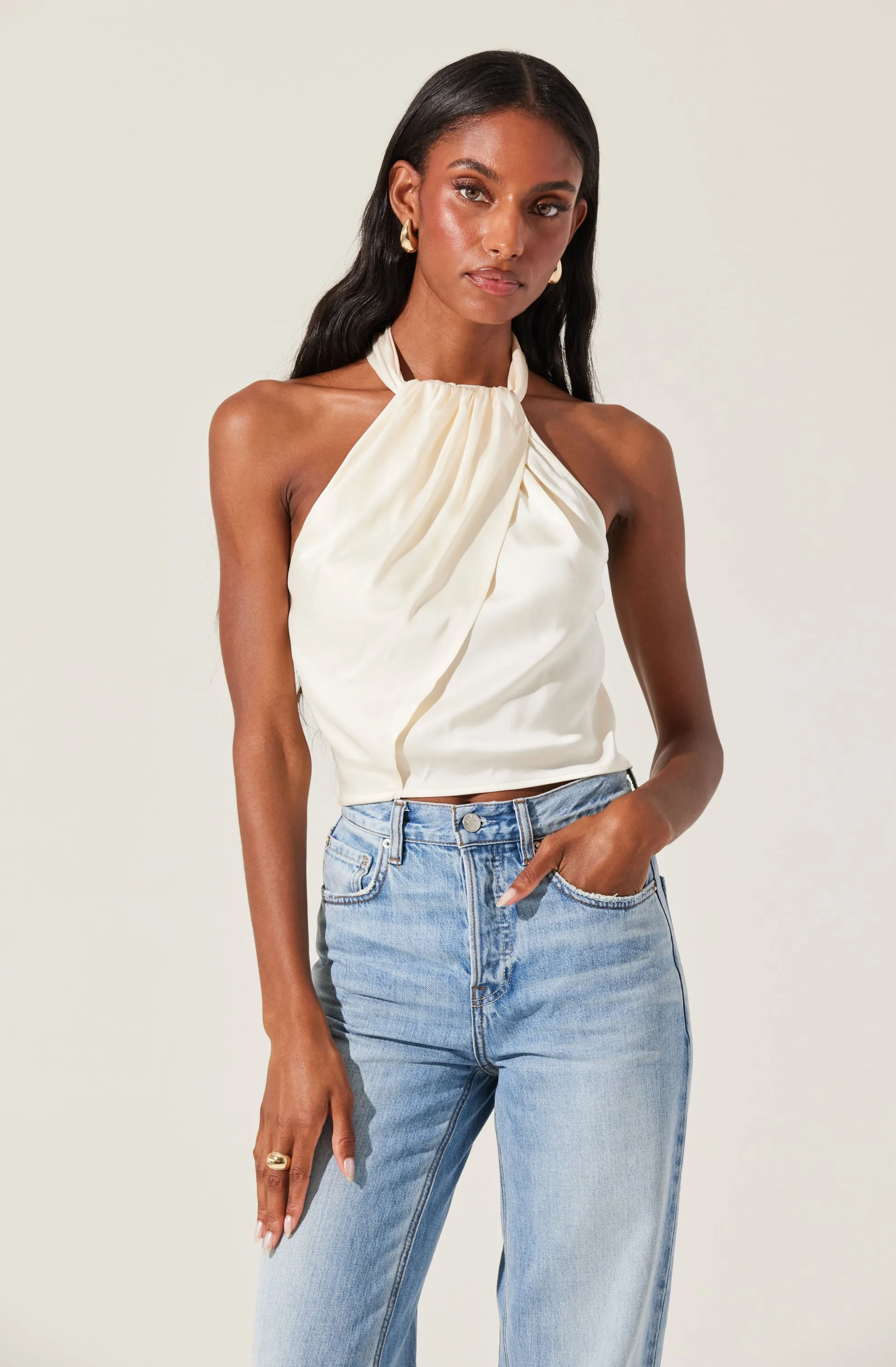 Draped Halter Neck Top