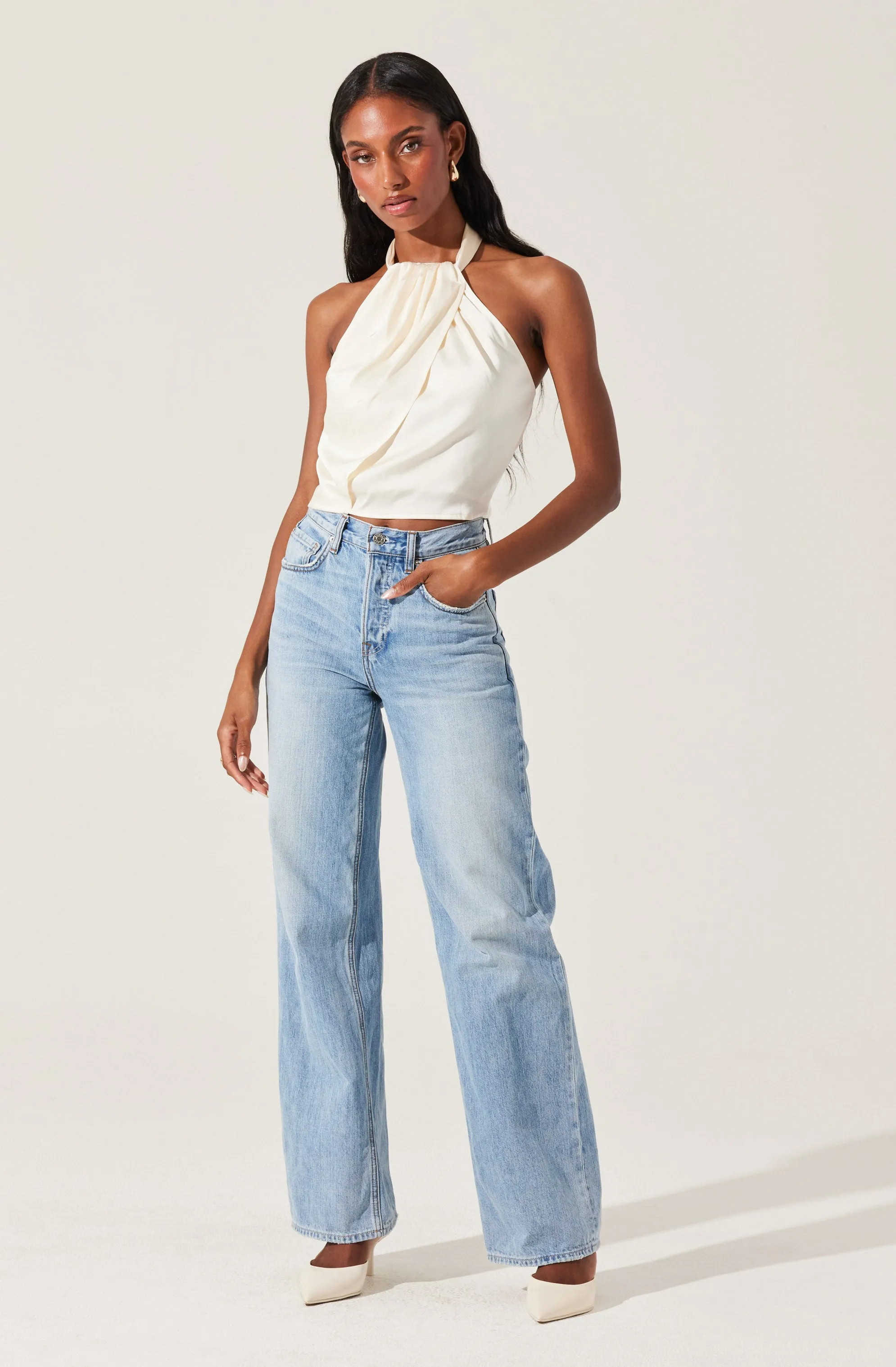 Draped Halter Neck Top