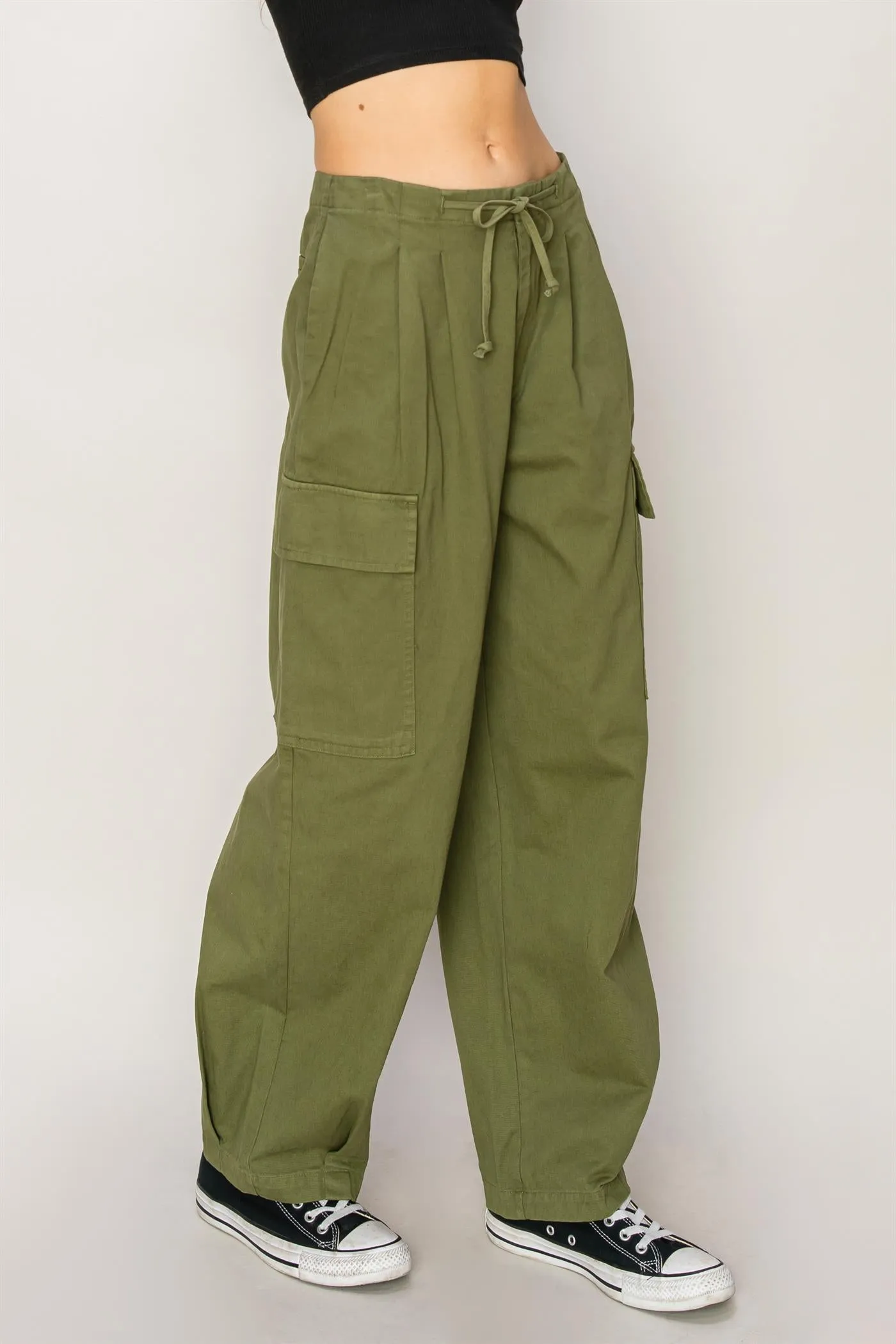 DZ24A650-High Waist Drawstring Cargo Pants