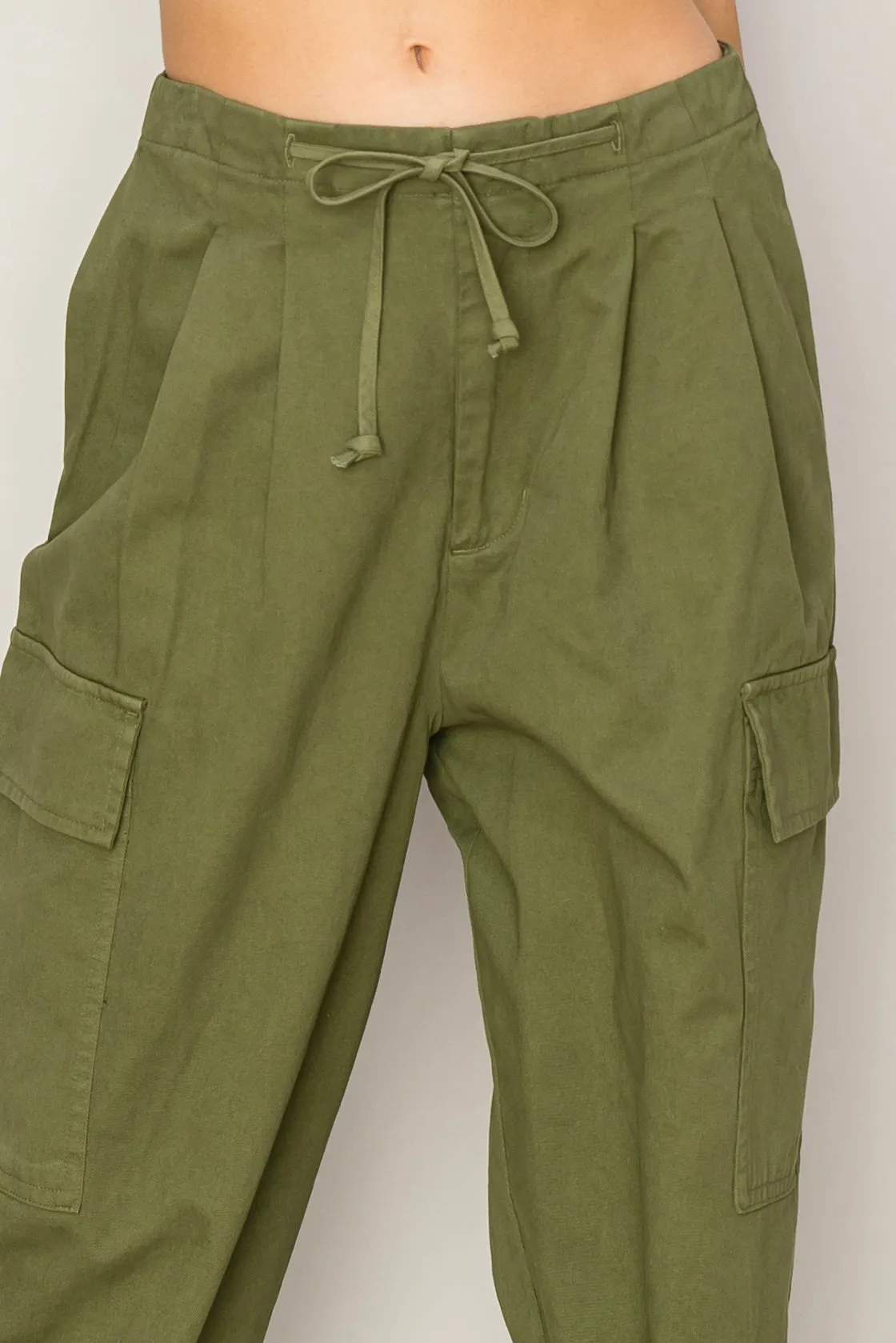 DZ24A650-High Waist Drawstring Cargo Pants