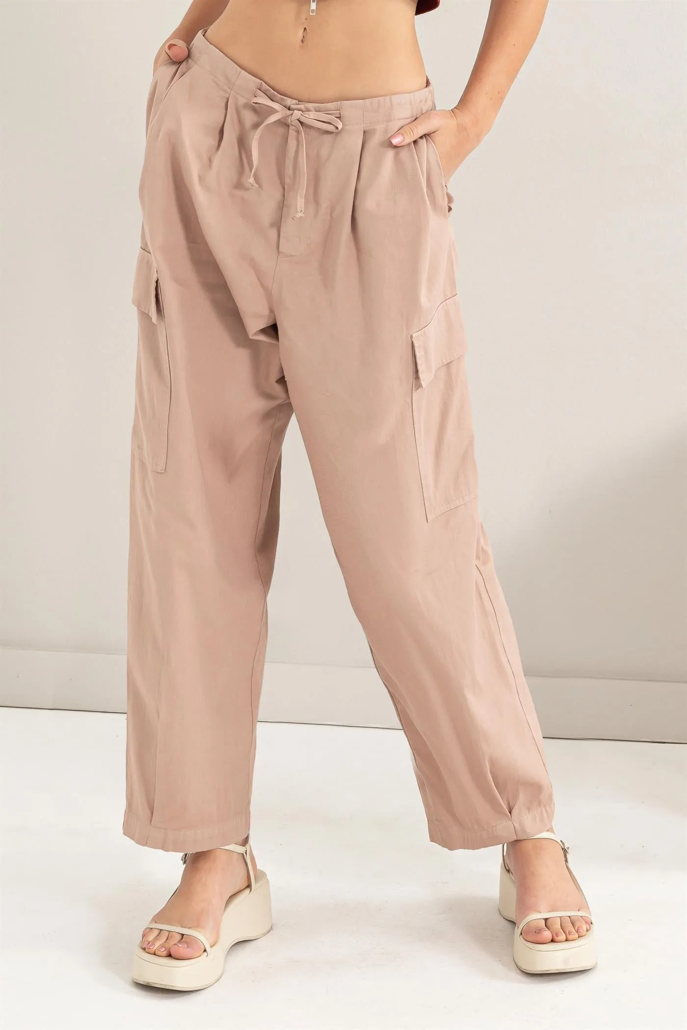 DZ24A650-High Waist Drawstring Cargo Pants