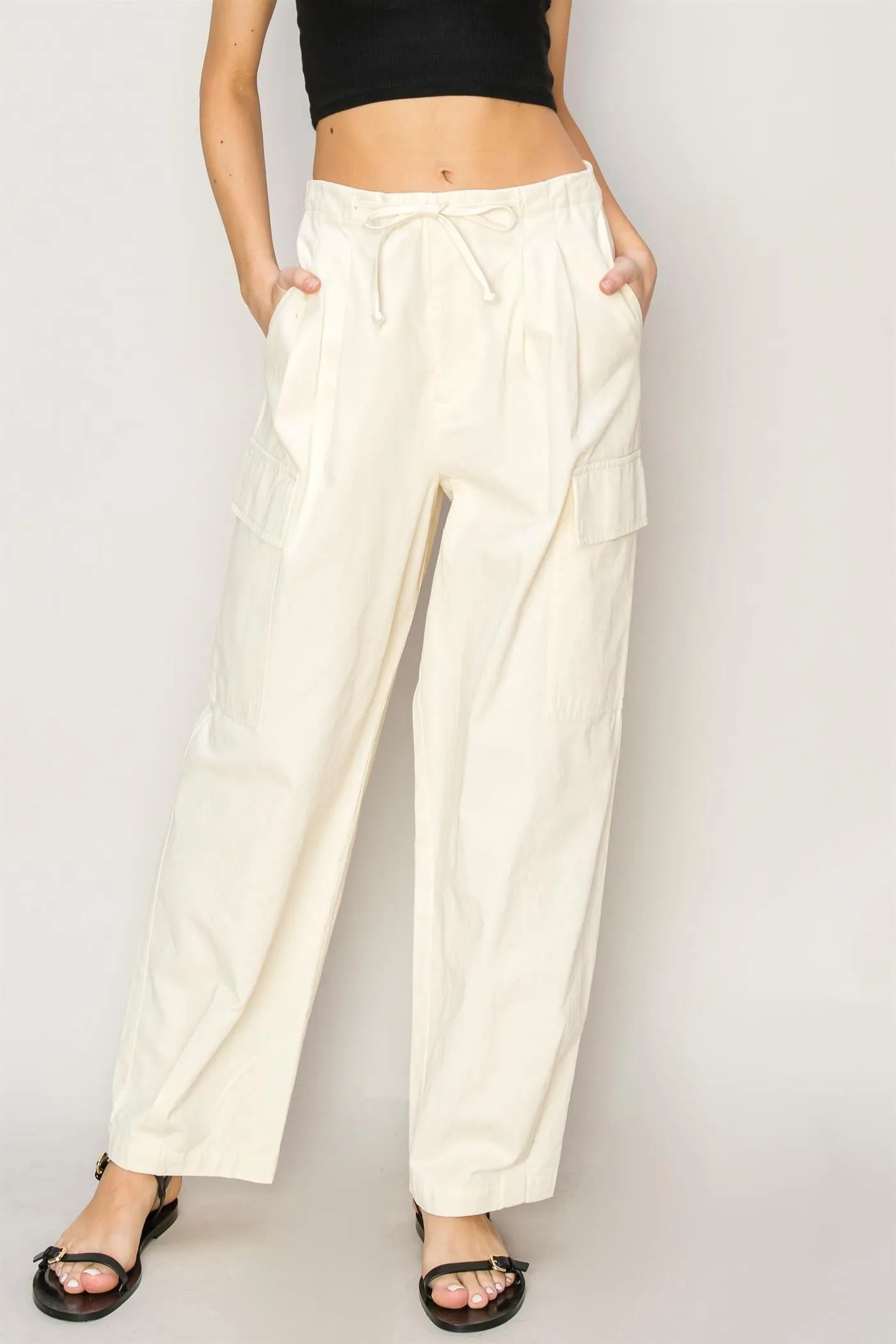 DZ24A650-High Waist Drawstring Cargo Pants