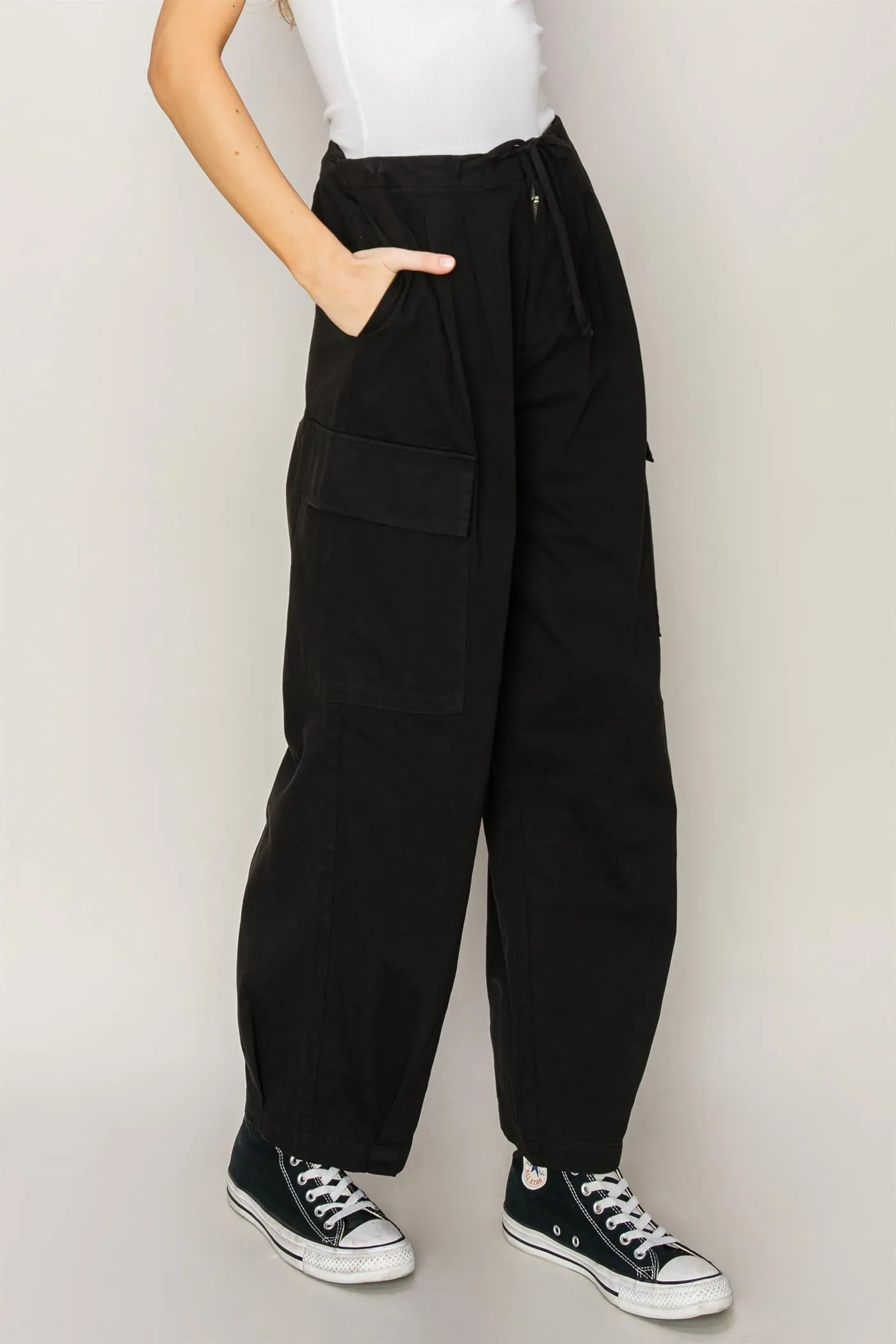 DZ24A650-High Waist Drawstring Cargo Pants
