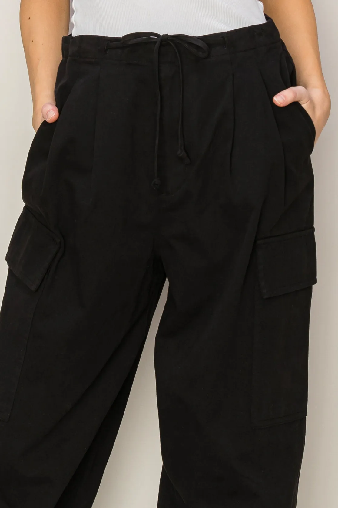 DZ24A650-High Waist Drawstring Cargo Pants