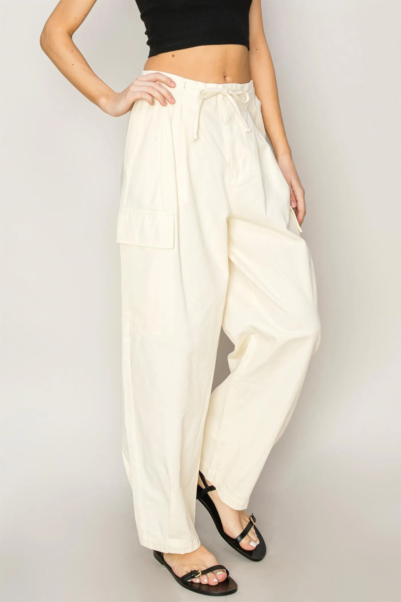DZ24A650-High Waist Drawstring Cargo Pants
