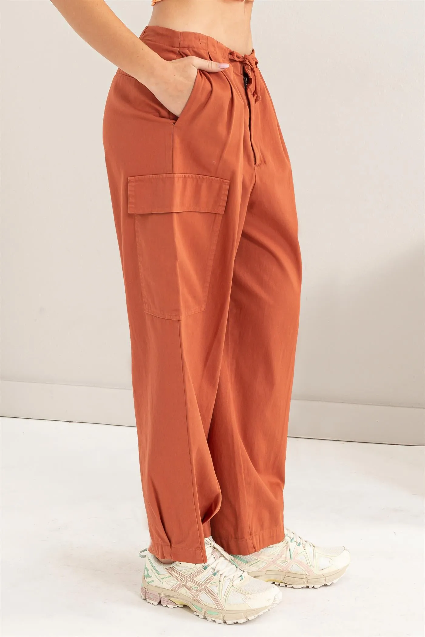 DZ24A650-High Waist Drawstring Cargo Pants