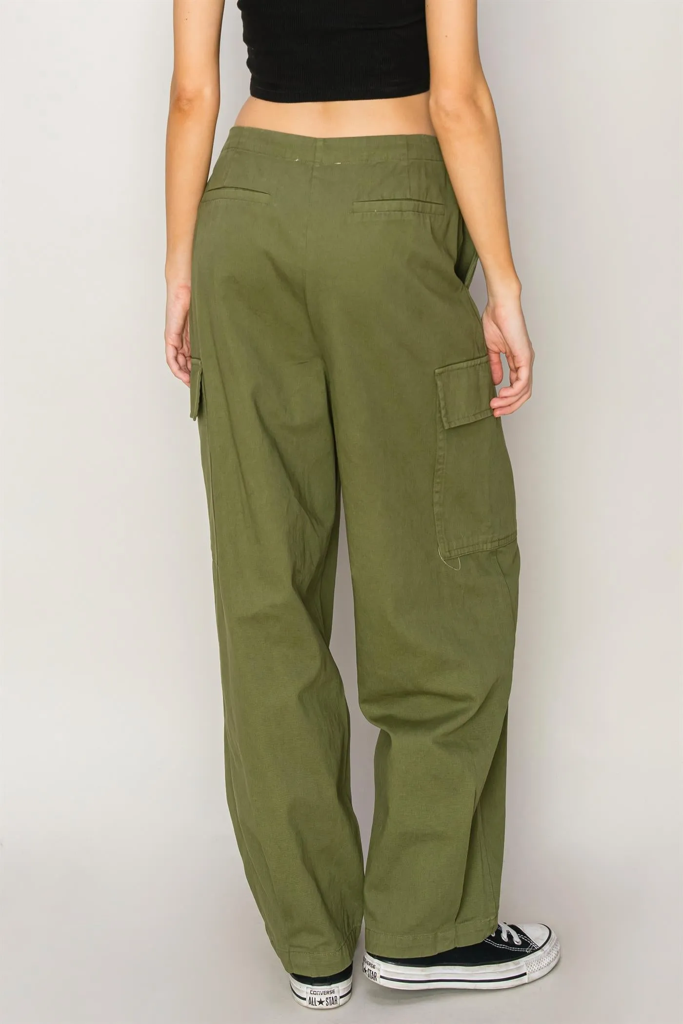 DZ24A650-High Waist Drawstring Cargo Pants