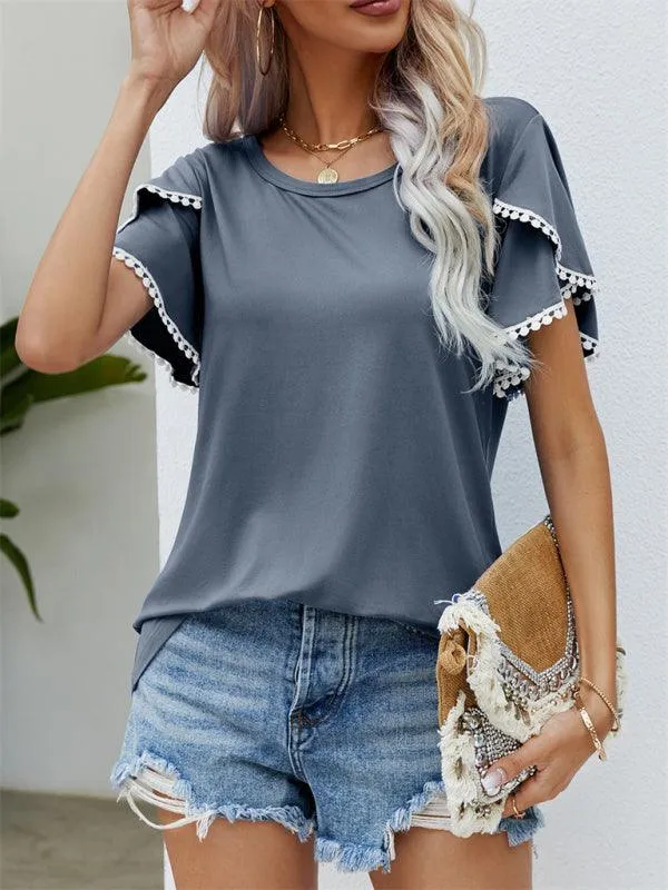 Elegant Floral Chiffon Blouse with Flowing Sleeves for Women
