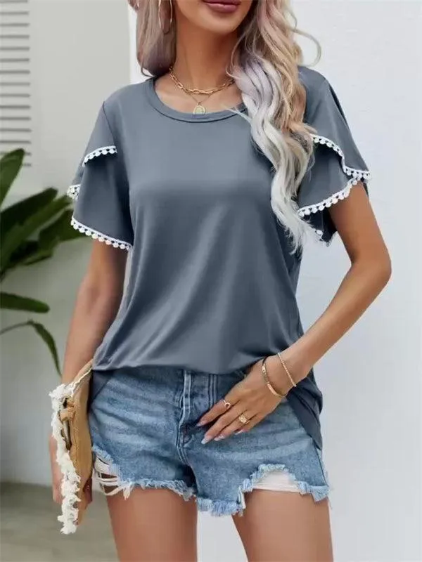 Elegant Floral Chiffon Blouse with Flowing Sleeves for Women
